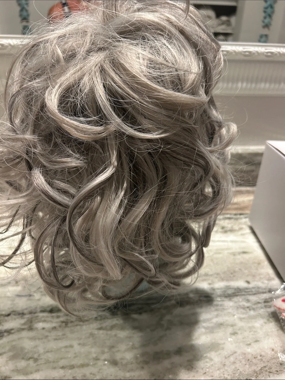 Grey wavy hair wig with bangs